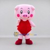 Custom Pink and Red Pig Character in Overalls Mascot Costume Adult Full Body Suit for School Events Custom Pink and Red Pig Character in Overalls Mascot Costume Adult Full Body Suit for School Events