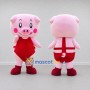 Custom Pink and Red Pig Character in Overalls Mascot Costume Adult Full Body Suit for School Events