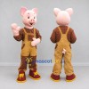 Custom Pink and Tan Pig in Overalls Mascot Costume Adult Full Body Suit for Farm Events Custom Pink and Tan Pig in Overalls Mascot Costume Adult Full Body Suit for Farm Events
