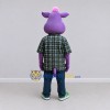 Custom Purple and Green Pig in a Plaid Shirt Mascot Costume Adult Full Body Suit for School Events Custom Purple and Green Pig in a Plaid Shirt Mascot Costume Adult Full Body Suit for School Events