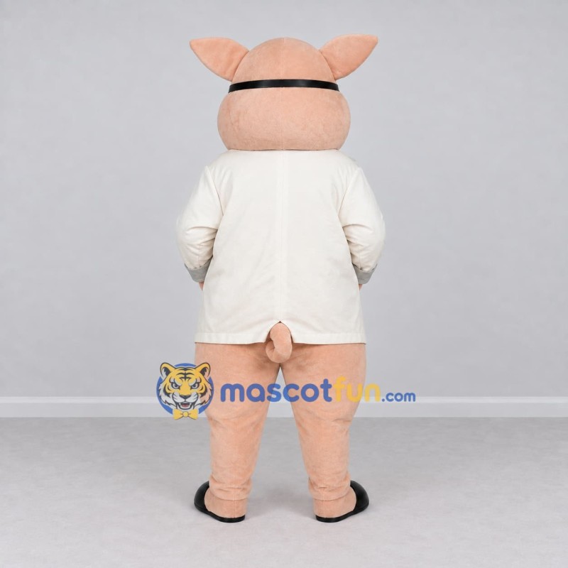 Custom Pink and White Pig with Sunglasses and a Jacket Mascot Costume Adult Full Body Suit for Theme Parties Custom Pink and White Pig with Sunglasses and a Jacket Mascot Costume Adult Full Body Suit for Theme Parties