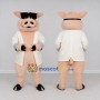 Custom Pink and White Pig with Sunglasses and a Jacket Mascot Costume Adult Full Body Suit for Theme Parties