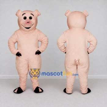 Custom Light Pink Pig Character Mascot Costume Adult Full Body Suit for Farm Events
