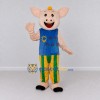 Custom Cream and Blue Pig in a Colorful Outfit Mascot Costume Adult Full Body Suit for School Events