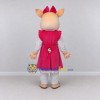 Custom Cream and Pink Pig in a Dress Mascot Costume Adult Full Body Suit for School Events