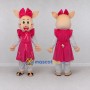 Custom Cream and Pink Pig in a Dress Mascot Costume Adult Full Body Suit for School Events