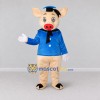 Custom Cream and Blue Sailor Pig Mascot Costume Adult Full Body Suit for Theme Parties
