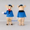 Custom Cream and Blue Sailor Pig Mascot Costume Adult Full Body Suit for Theme Parties