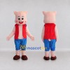 Custom Pink and Red Pig in a Vest and Shorts Mascot Costume Adult Full Body Suit for School Events Custom Pink and Red Pig in a Vest and Shorts Mascot Costume Adult Full Body Suit for School Events