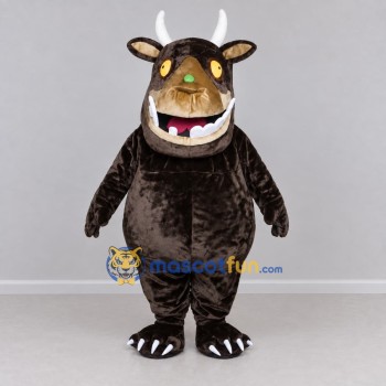 Custom Dark Brown and White Horned Monster Mascot Costume Adult Full Body Suit for Theme Parties Custom Dark Brown and White Horned Monster Mascot Costume Adult Full Body Suit for Theme Parties