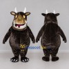 Custom Dark Brown and White Horned Monster Mascot Costume Adult Full Body Suit for Theme Parties