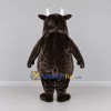 Custom Dark Brown and White Horned Monster Mascot Costume Adult Full Body Suit for Theme Parties