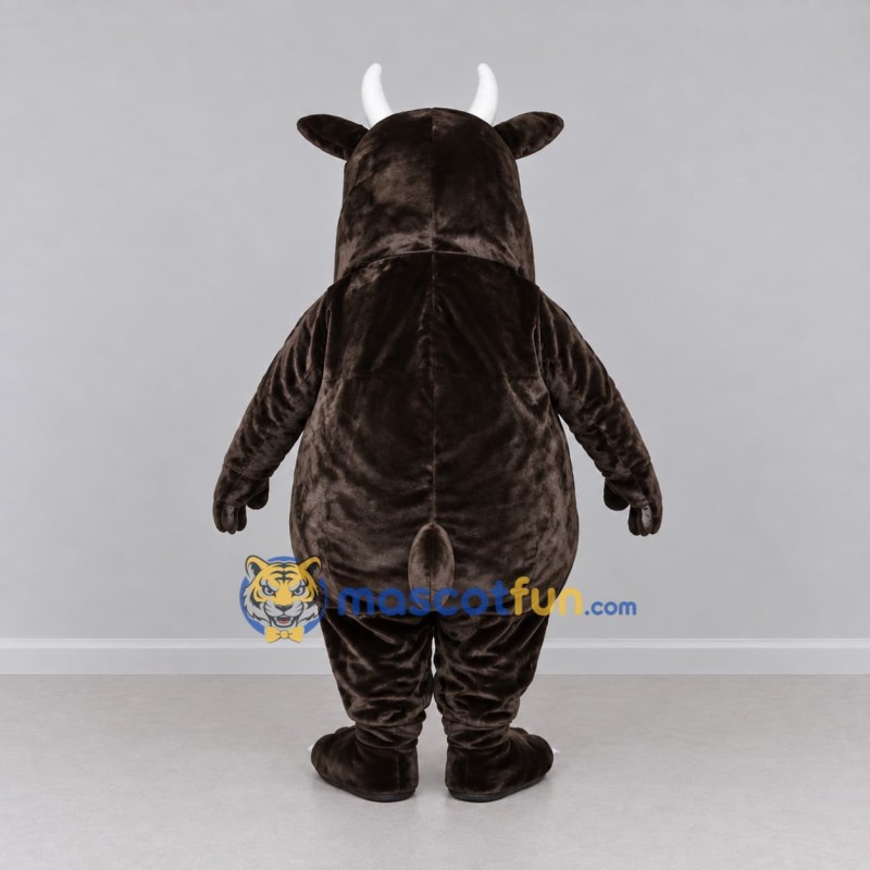 Custom Dark Brown and White Horned Monster Mascot Costume Adult Full Body Suit for Theme Parties