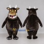 Custom Dark Brown and White Horned Monster Mascot Costume Adult Full Body Suit for Theme Parties