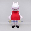 Custom Light Pink and Red Pig Character in a Dress Mascot Costume Adult Full Body Suit for School Events