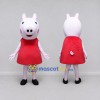Custom Light Pink and Red Pig Character in a Dress Mascot Costume Adult Full Body Suit for School Events