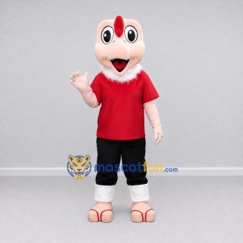 Custom Cream and Red Rhino Character in a Shirt Mascot Costume Adult Full Body Suit for School Events Custom Cream and Red Rhino Character in a Shirt Mascot Costume Adult Full Body Suit for School Events