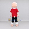 Custom Cream and Red Rhino Character in a Shirt Mascot Costume Adult Full Body Suit for School Events
