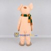 Custom Peach and Green Pig with a Scarf Mascot Costume Adult Full Body Suit for Winter Events Custom Peach and Green Pig with a Scarf Mascot Costume Adult Full Body Suit for Winter Events