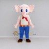 Custom Light Pink and Blue Elephant in Suspenders Mascot Costume Adult Full Body Suit for School Events Custom Light Pink and Blue Elephant in Suspenders Mascot Costume Adult Full Body Suit for School Events