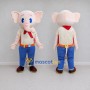 Custom Light Pink and Blue Elephant in Suspenders Mascot Costume Adult Full Body Suit for School Events