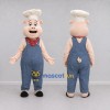 Custom Pink and Blue Pig Chef in Overalls Mascot Costume Adult Full Body Suit for Food Festivals Custom Pink and Blue Pig Chef in Overalls Mascot Costume Adult Full Body Suit for Food Festivals