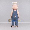 Custom Pink and Blue Pig Chef in Overalls Mascot Costume Adult Full Body Suit for Food Festivals Custom Pink and Blue Pig Chef in Overalls Mascot Costume Adult Full Body Suit for Food Festivals