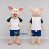 Custom Cream and Blue Pig in Sportswear Mascot Costume Adult Full Body Suit for Sports Events Custom Cream and Blue Pig in Sportswear Mascot Costume Adult Full Body Suit for Sports Events