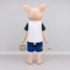 Custom Cream and Blue Pig in Sportswear Mascot Costume Adult Full Body Suit for Sports Events Custom Cream and Blue Pig in Sportswear Mascot Costume Adult Full Body Suit for Sports Events
