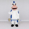 Custom White and Blue Cow Character Mascot Costume Adult Full Body Suit for Farm Events