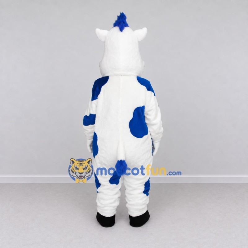 Custom White and Blue Cow Character Mascot Costume Adult Full Body Suit for Farm Events