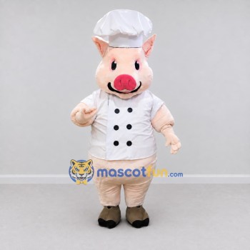 Custom Pink and White Pig Chef Mascot Costume Adult Full Body Suit for Food Festivals Custom Pink and White Pig Chef Mascot Costume Adult Full Body Suit for Food Festivals