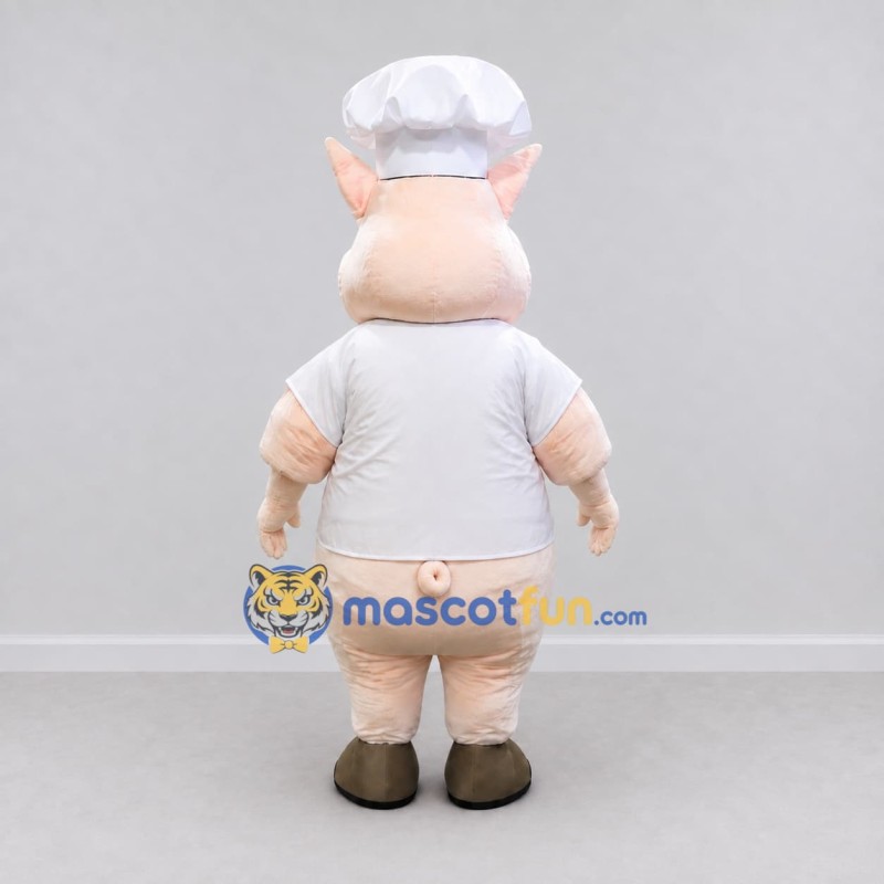 Custom Pink and White Pig Chef Mascot Costume Adult Full Body Suit for Food Festivals