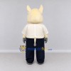 Custom Cream and Navy Blue Donkey Character in Casual Clothes Mascot Costume Adult Full Body Suit for School Events