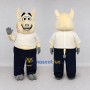 Custom Cream and Navy Blue Donkey Character in Casual Clothes Mascot Costume Adult Full Body Suit for School Events