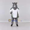 Custom Gray and White Rhino in Sportswear Mascot Costume Adult Full Body Suit for Sports Events Custom Gray and White Rhino in Sportswear Mascot Costume Adult Full Body Suit for Sports Events