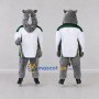 Custom Gray and White Rhino in Sportswear Mascot Costume Adult Full Body Suit for Sports Events