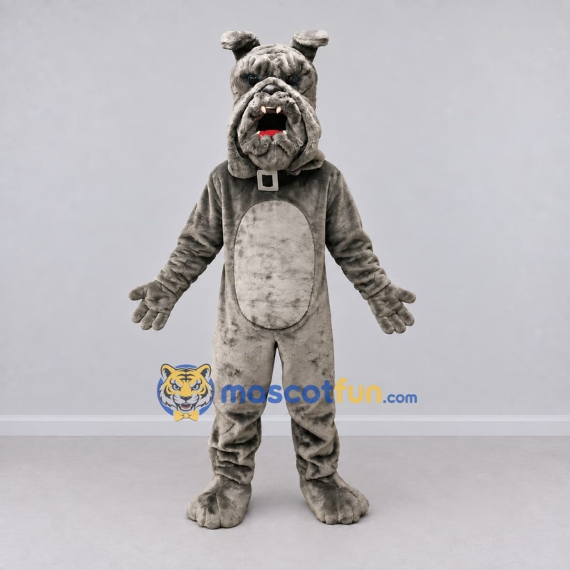 Custom Gray Bulldog Mascot Costume Adult Full Body Suit for Sports Events
