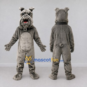 Custom Gray Bulldog Mascot Costume Adult Full Body Suit for Sports Events