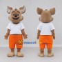 Custom Brown and Orange Koala Character in Shorts Mascot Costume Adult Full Body Suit for School Events