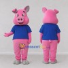 Custom Pink and Blue Pig in a Shirt Mascot Costume Adult Full Body Suit for School Events Custom Pink and Blue Pig in a Shirt Mascot Costume Adult Full Body Suit for School Events