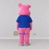 Custom Pink and Blue Pig in a Shirt Mascot Costume Adult Full Body Suit for School Events Custom Pink and Blue Pig in a Shirt Mascot Costume Adult Full Body Suit for School Events