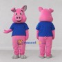Custom Pink and Blue Pig in a Shirt Mascot Costume Adult Full Body Suit for School Events