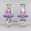 Custom White and Purple Cow in a Tutu Mascot Costume Adult Full Body Suit for Dance Events