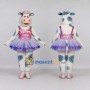Custom White and Purple Cow in a Tutu Mascot Costume Adult Full Body Suit for Dance Events