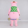 Custom Pink and Green Pig in a Floral Vest Mascot Costume Adult Full Body Suit for School Events Custom Pink and Green Pig in a Floral Vest Mascot Costume Adult Full Body Suit for School Events