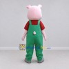 Custom Pink and Green Pig in Overalls Mascot Costume Adult Full Body Suit for Farm Events Custom Pink and Green Pig in Overalls Mascot Costume Adult Full Body Suit for Farm Events