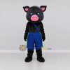Custom Black and Blue Pig in Overalls Mascot Costume Adult Full Body Suit for Farm Events Custom Black and Blue Pig in Overalls Mascot Costume Adult Full Body Suit for Farm Events