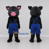 Custom Black and Blue Pig in Overalls Mascot Costume Adult Full Body Suit for Farm Events Custom Black and Blue Pig in Overalls Mascot Costume Adult Full Body Suit for Farm Events