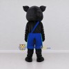 Custom Black and Blue Pig in Overalls Mascot Costume Adult Full Body Suit for Farm Events Custom Black and Blue Pig in Overalls Mascot Costume Adult Full Body Suit for Farm Events